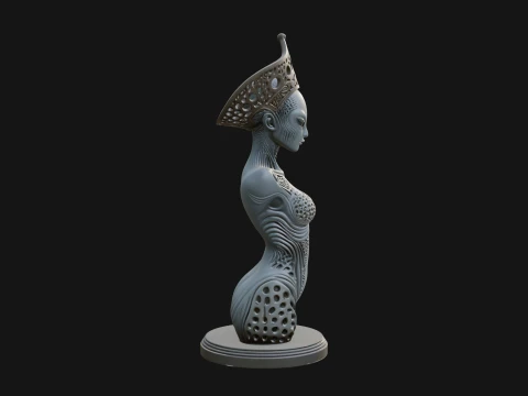 Elegant Alien Queen Statue Design 2 - 3D Print Model 3D Print Model