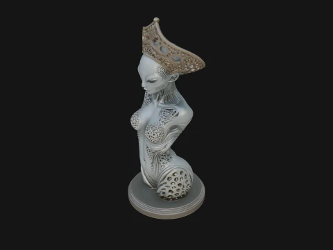 Elegant Alien Queen Statue Design 2 - 3D Print Model 3D Print Model