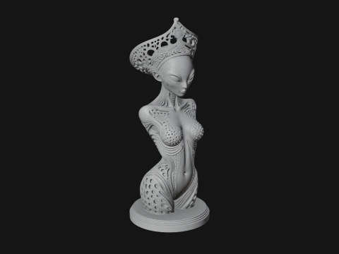 Elegant Alien Queen Statue Design 2 - 3D Print Model 3D Print Model