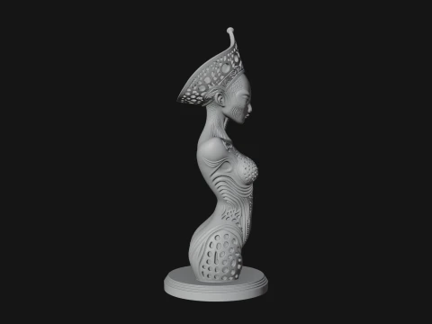 Elegant Alien Queen Statue Design 2 - 3D Print Model 3D Print Model