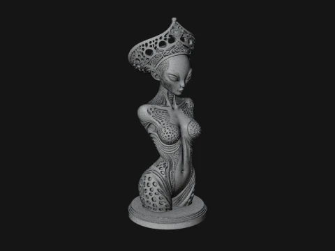 Elegant Alien Queen Statue Design 2 - 3D Print Model 3D Print Model