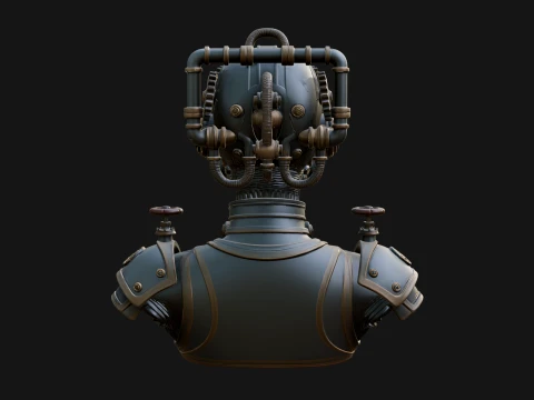 Steampunk Clockwork Head Bust Design 1 - 3D Print Model 3D Print Model