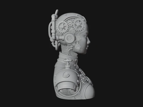 Steampunk Clockwork Head Bust Design 1 - 3D Print Model 3D Print Model