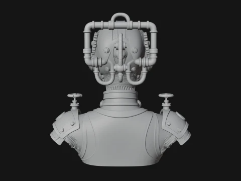 Steampunk Clockwork Head Bust Design 1 - 3D Print Model 3D Print Model
