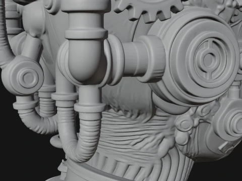 Steampunk Clockwork Head Bust Design 1 - 3D Print Model 3D Print Model