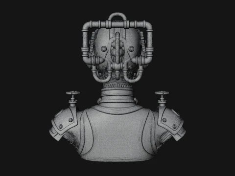 Steampunk Clockwork Head Bust Design 1 - 3D Print Model 3D Print Model