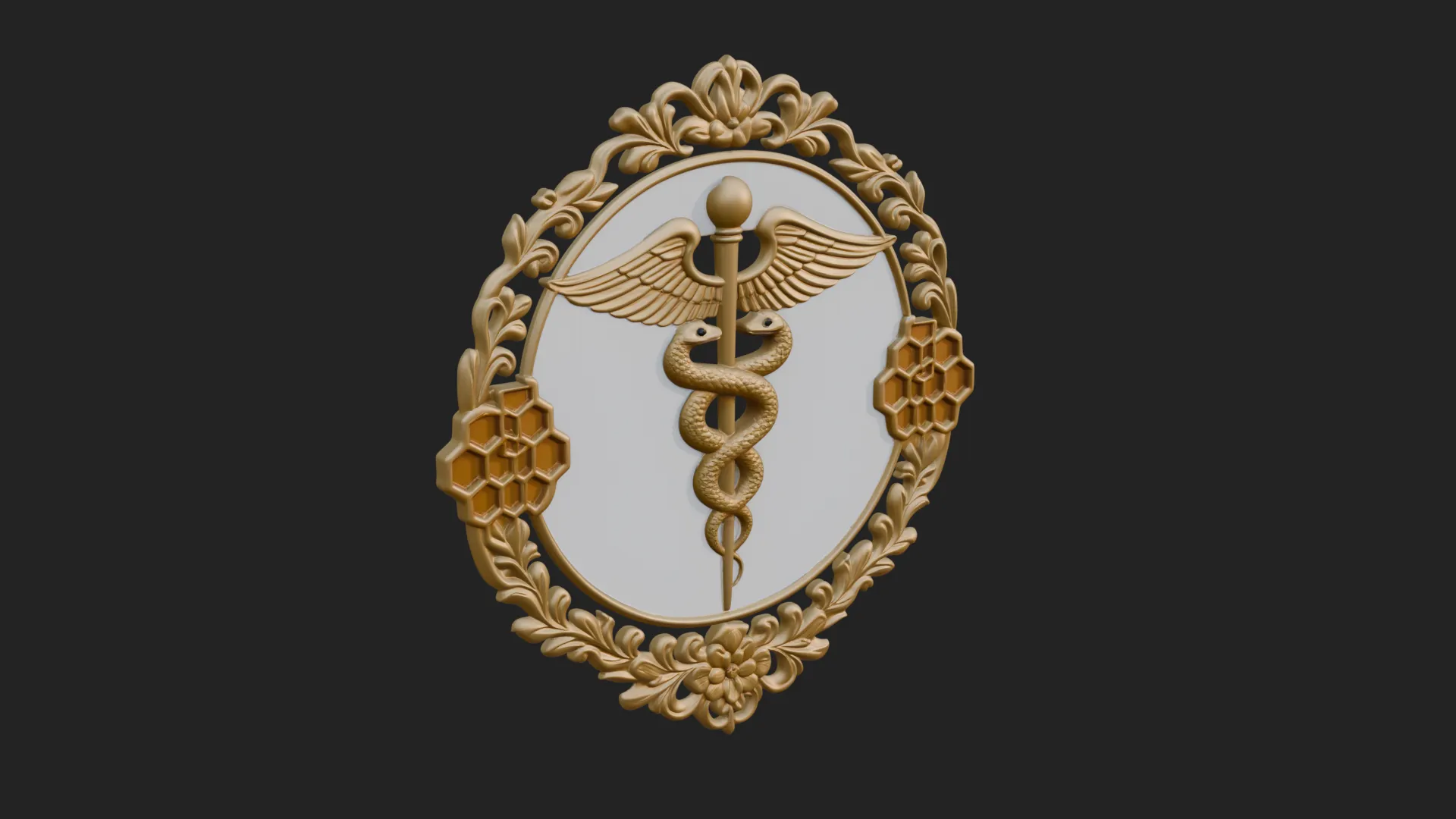 Caduceus Medical Wall Plaque Design 1 - 3D Print Model 3D Print Model .c4d .max .obj .3ds .fbx .stl .blend 