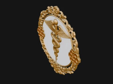Caduceus Medical Wall Plaque Design 1 - 3D Print Model 3D Print Model