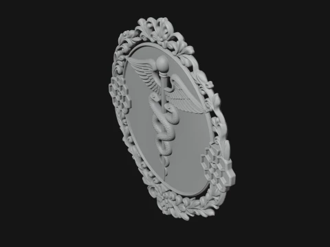Caduceus Medical Wall Plaque Design 1 - 3D Print Model 3D Print Model