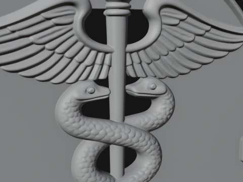 Caduceus Medical Wall Plaque Design 1 - 3D Print Model 3D Print Model