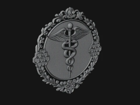 Caduceus Medical Wall Plaque Design 1 - 3D Print Model 3D Print Model
