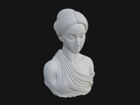 Serene Draped Woman Bust Statue Design 1 - 3D Print Model 3D Print Model