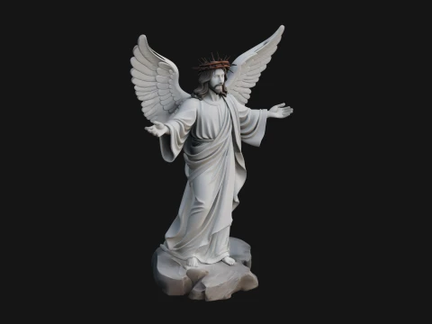 Winged Christ Statue Design 1 - 3D Print Model Modelo de Impressão 3D