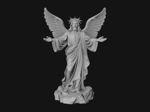 Winged Christ Statue Design 1 - 3D Print Model 3D Print Model