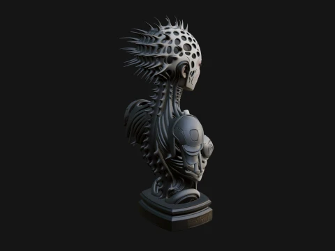 Biomechanical Alien Bust Statue Design 1 - 3D Print Model 3D Print Model