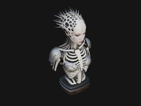 Biomechanical Alien Bust Statue Design 1 - 3D Print Model 3D Print Model