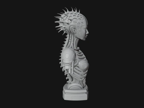 Biomechanical Alien Bust Statue Design 1 - 3D Print Model 3D Print Model