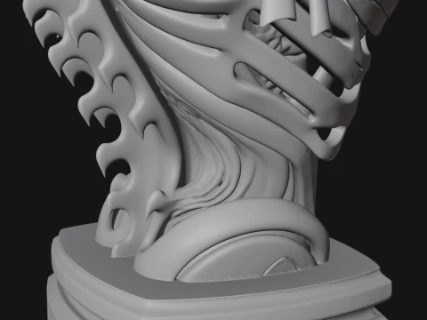 Biomechanical Alien Bust Statue Design 1 - 3D Print Model 3D Print Model