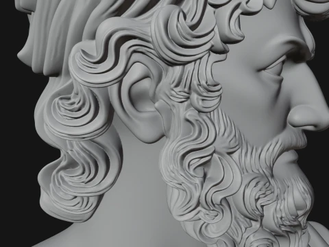 Hercules Lion Pelt Bust Statue Design 1 - 3D Print Model 3D Print Model