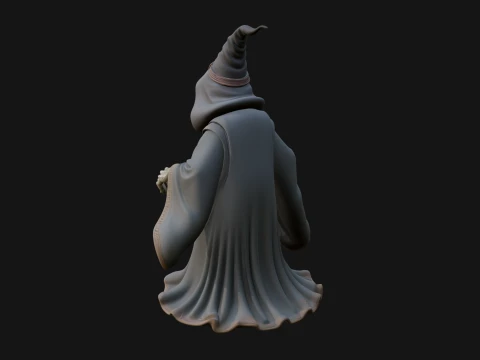 Hooded Wizard with Staff Statue Design 5 - 3D Print Model 3D Print Model