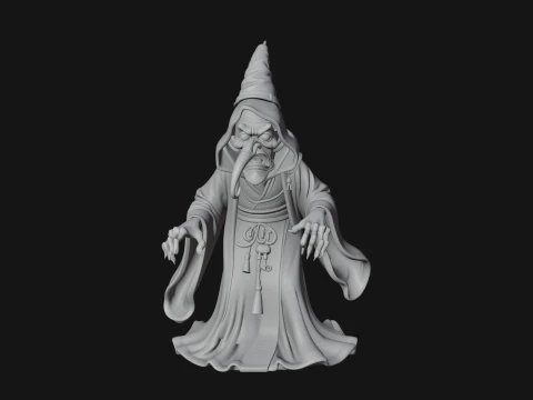 Hooded Wizard with Staff Statue Design 5 - 3D Print Model 3D Print Model