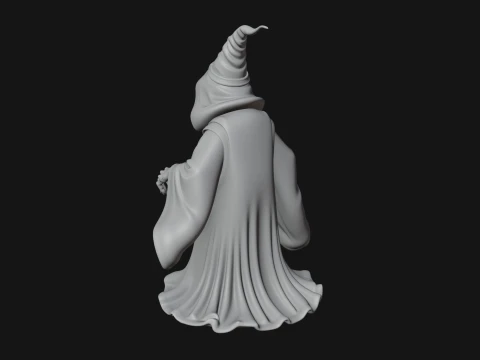 Hooded Wizard with Staff Statue Design 5 - 3D Print Model 3D Print Model