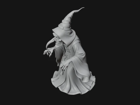 Hooded Wizard with Staff Statue Design 5 - 3D Print Model 3D Print Model