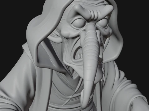 Hooded Wizard with Staff Statue Design 5 - 3D Print Model 3D Print Model