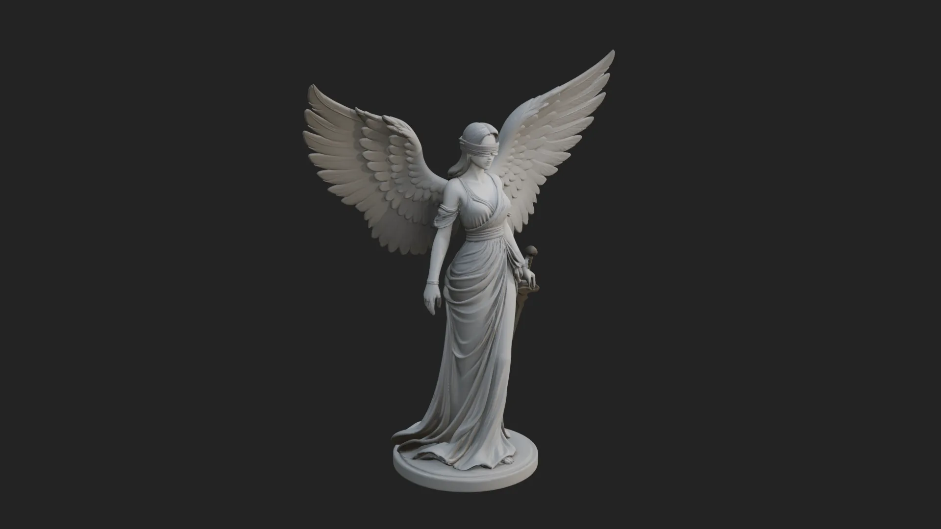 Winged Angel Woman Statue Design 1 - 3D Print Model 3D Print Model .c4d .max .obj .3ds .fbx .stl .blend 