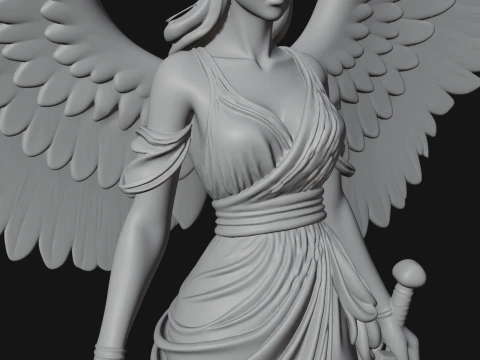 Winged Angel Woman Statue Design 1 - 3D Print Model 3D Print Model