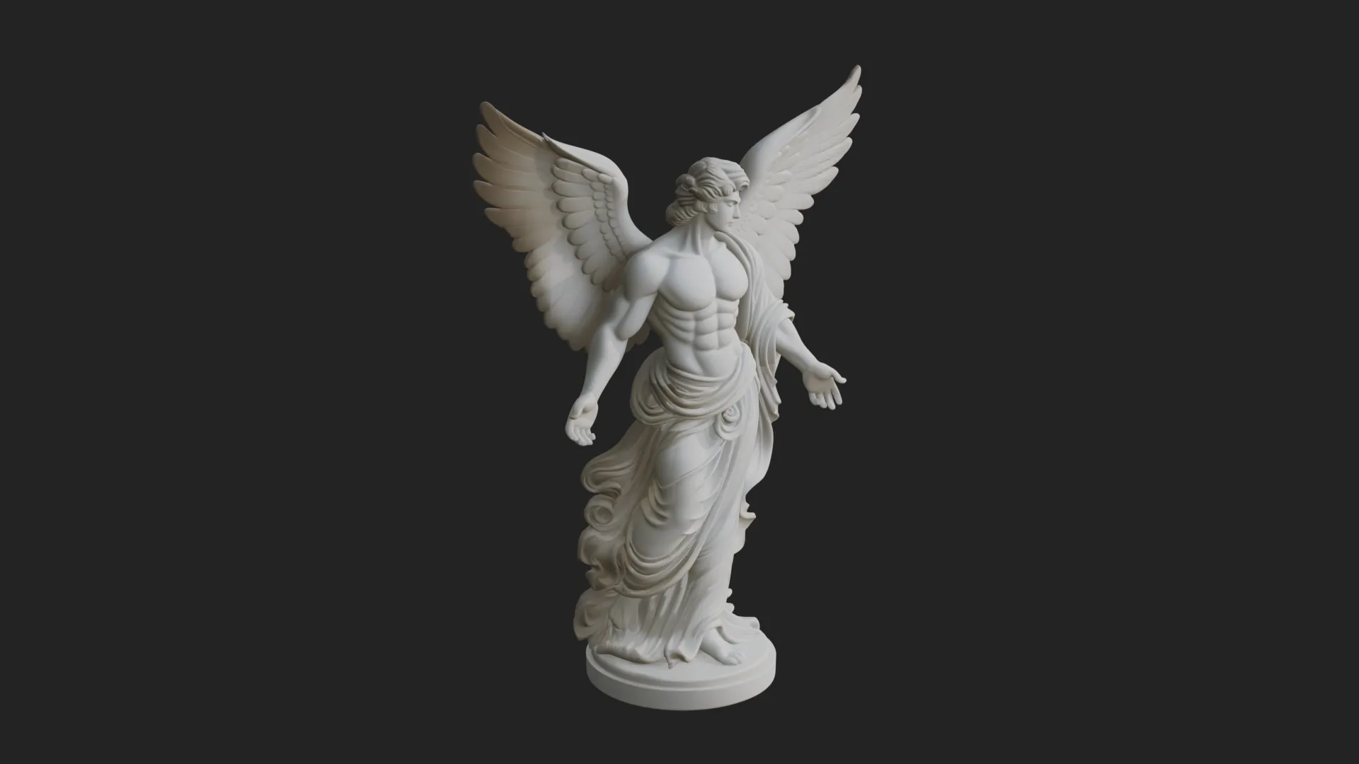 Winged Guardian Angel Statue Design 1 - 3D Print Model 3D Print Model .c4d .max .obj .3ds .fbx .stl .blend 