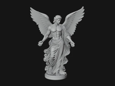 Winged Guardian Angel Statue Design 1 - 3D Print Model 3D Print Model