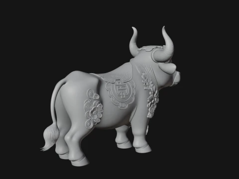 Floral Chibi Ox Statue Design 1 - 3D Print Model 3D Print Model