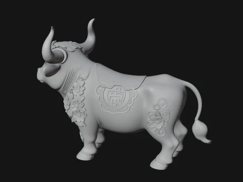 Floral Chibi Ox Statue Design 1 - 3D Print Model 3D Print Model