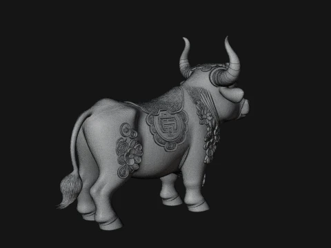 Floral Chibi Ox Statue Design 1 - 3D Print Model 3D Print Model