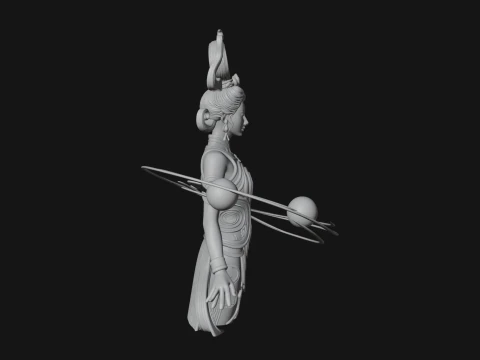 Cosmic Goddess with Rings Statue Design 1 - 3D Print Model 3D Print Model
