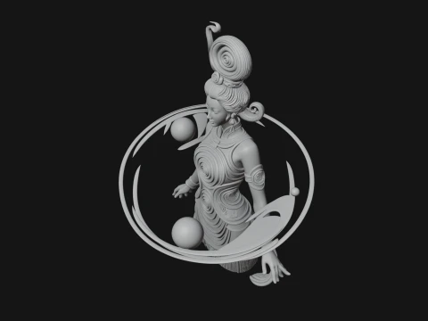 Cosmic Goddess with Rings Statue Design 1 - 3D Print Model 3D Print Model