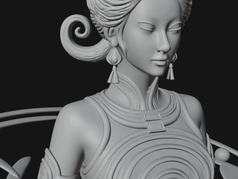Cosmic Goddess with Rings Statue Design 1 - 3D Print Model 3D Print Model
