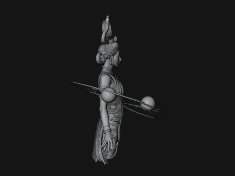 Cosmic Goddess with Rings Statue Design 1 - 3D Print Model 3D Print Model