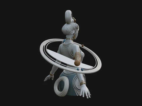Cosmic Goddess with Rings Statue Design 2 - 3D Print Model 3D Print Model