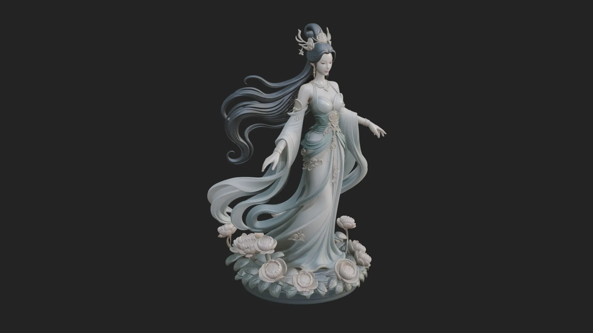 Flying Celestial Fairy Statue Design 1 - 3D Print Model 3D Print Model .c4d .max .obj .3ds .fbx .stl .blend