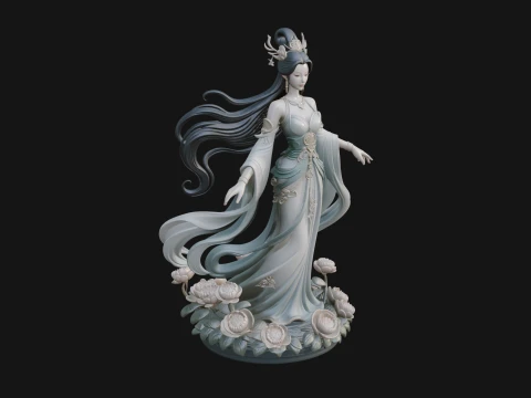 Flying Celestial Fairy Statue Design 1 - 3D Print Model Modello di stampa 3D