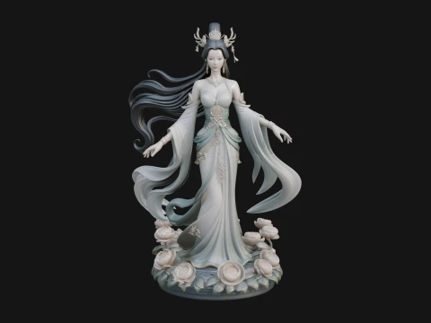 Flying Celestial Fairy Statue Design 1 - 3D Print Model 3D Print Model