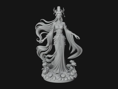 Flying Celestial Fairy Statue Design 1 - 3D Print Model 3D Print Model