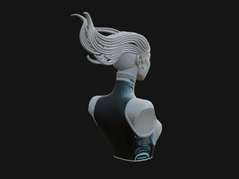 Futuristic Woman Bust Statue Design 1 - 3D Print Model 3D Print Model