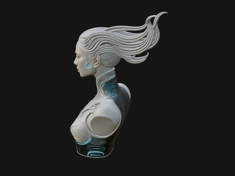 Futuristic Woman Bust Statue Design 1 - 3D Print Model 3D Print Model
