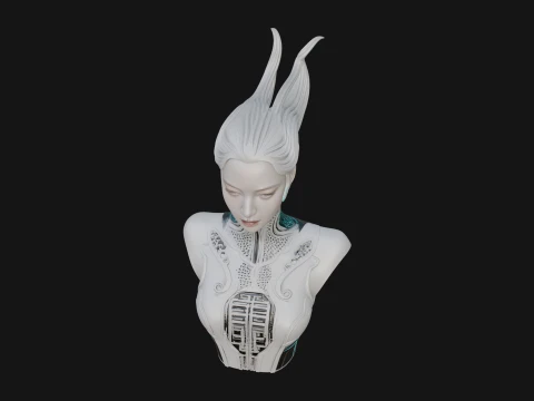Futuristic Woman Bust Statue Design 1 - 3D Print Model 3D Print Model