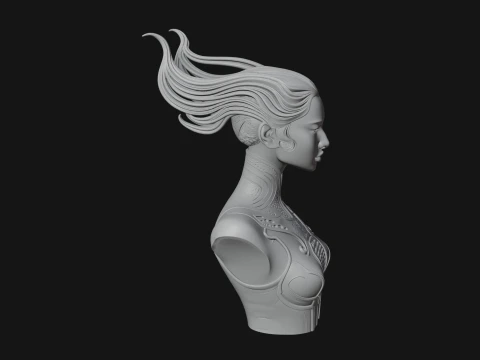 Futuristic Woman Bust Statue Design 1 - 3D Print Model 3D Print Model