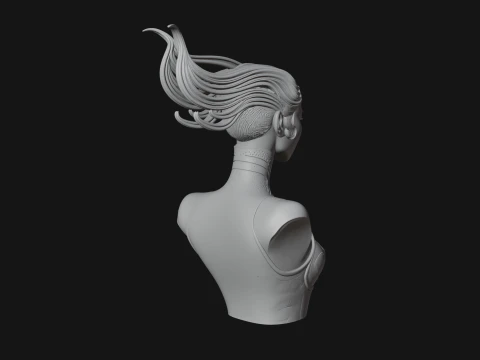 Futuristic Woman Bust Statue Design 1 - 3D Print Model 3D Print Model