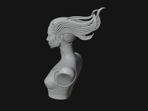 Futuristic Woman Bust Statue Design 1 - 3D Print Model 3D Print Model